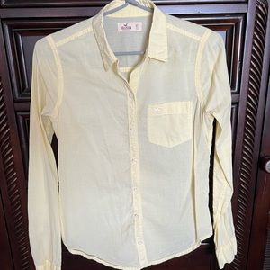 Hollister Yellow Button Down Long Sleeve